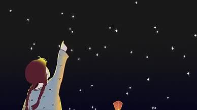 中元节孔明灯祈福卡通手绘夜空千灯彩片头视频的预览图